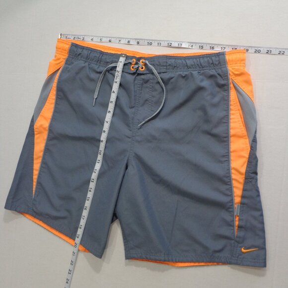 Nike Men's Gray Orange Mesh Lining Drawstring Waistband Swim Trunks Shorts Sz L - Picture 4 of 9